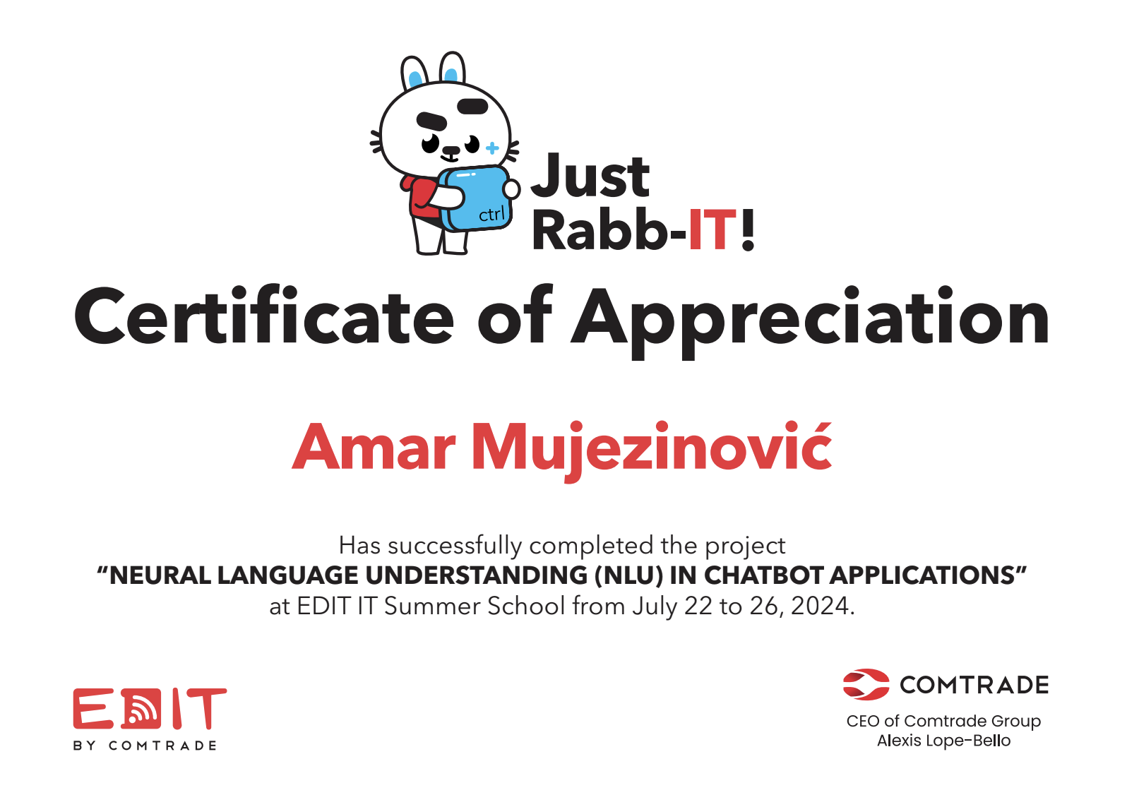 EDIT NLU Certificate
